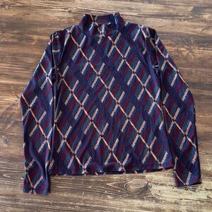 Stylish Women's Long Sleeve Top in Navy and Burgundy
